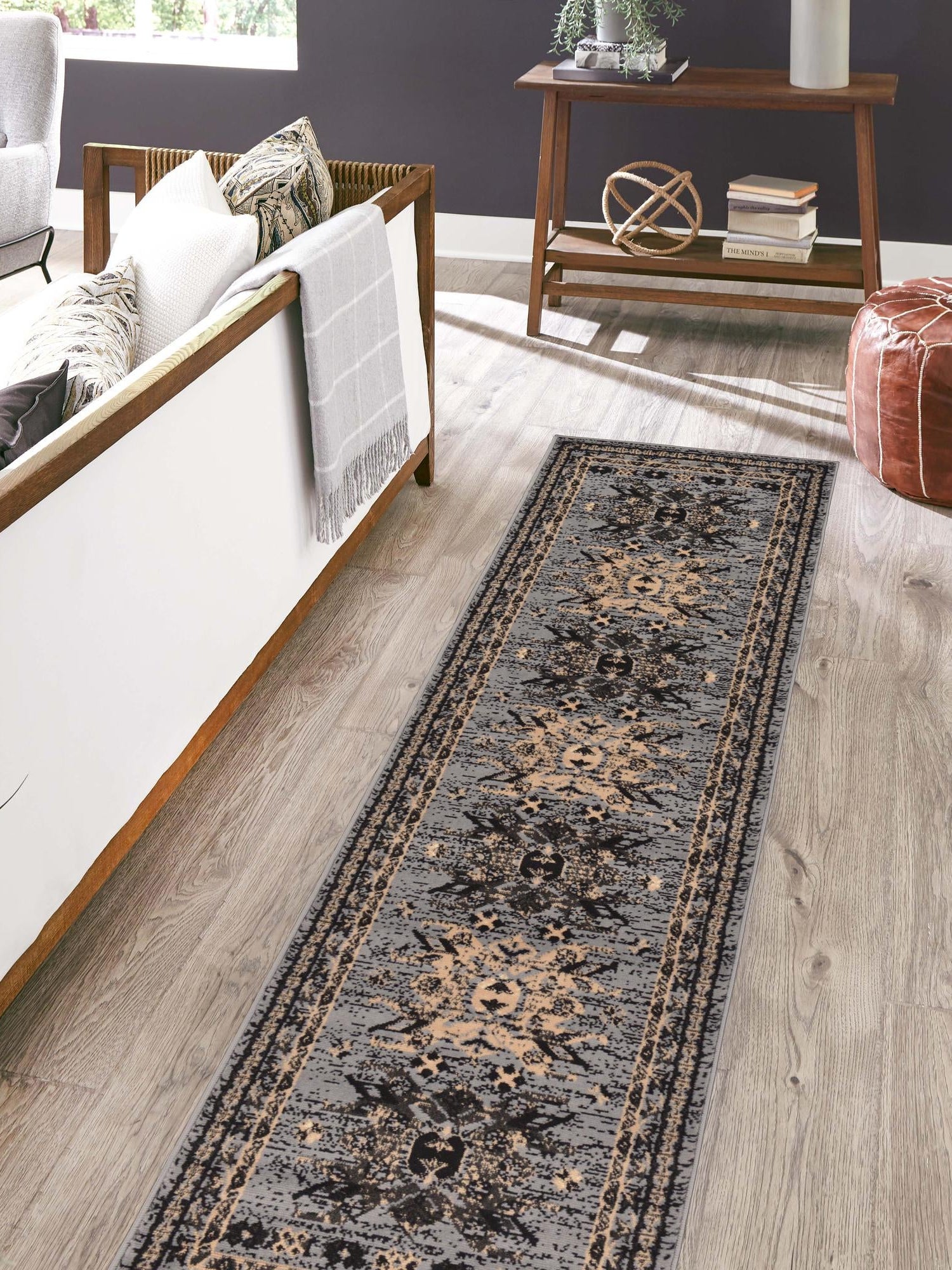 Gray 3' 1 x 16' 5 Taftan Runner Area Rug