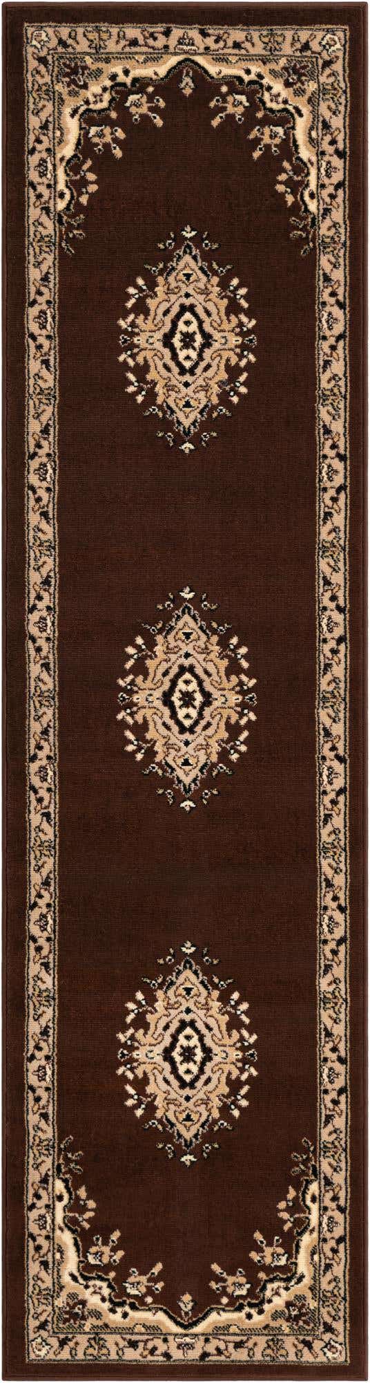 Brown 2' x 8' 2 Reza Runner Area Rug 100% Polypropylene Easy Clean Traditional Motif Classic Carpet for Home Interiors for Sale at Rug Engine