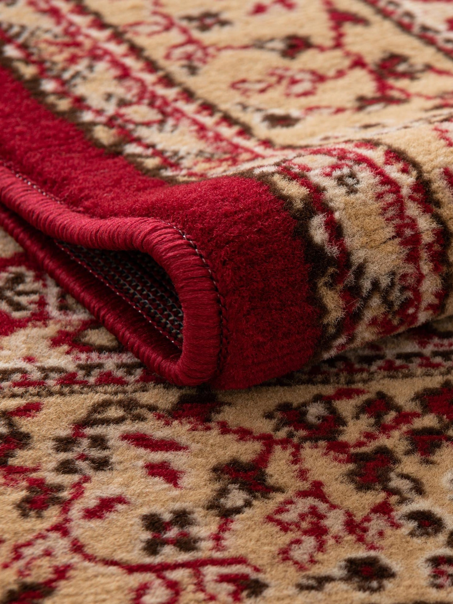 Burgundy 3' 1 x 16' 5 Reza Runner Area Rug 100% Polypropylene Easy Clean Traditional Motif Classic Carpet for Home Interiors for Sale at Rug Engine