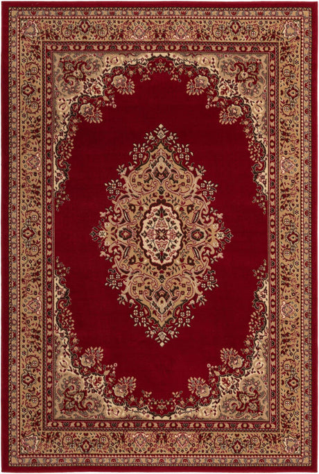 Burgundy 6' 1 x 9' Reza Rectangle Area Rug 100% Polypropylene Easy Clean Traditional Motif Classic Carpet for Home Interiors for Sale at Rug Engine