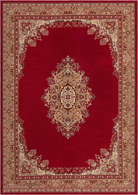 Burgundy 7' 1 x 10' Reza Rectangle Area Rug 100% Polypropylene Easy Clean Traditional Motif Classic Carpet for Home Interiors for Sale at Rug Engine