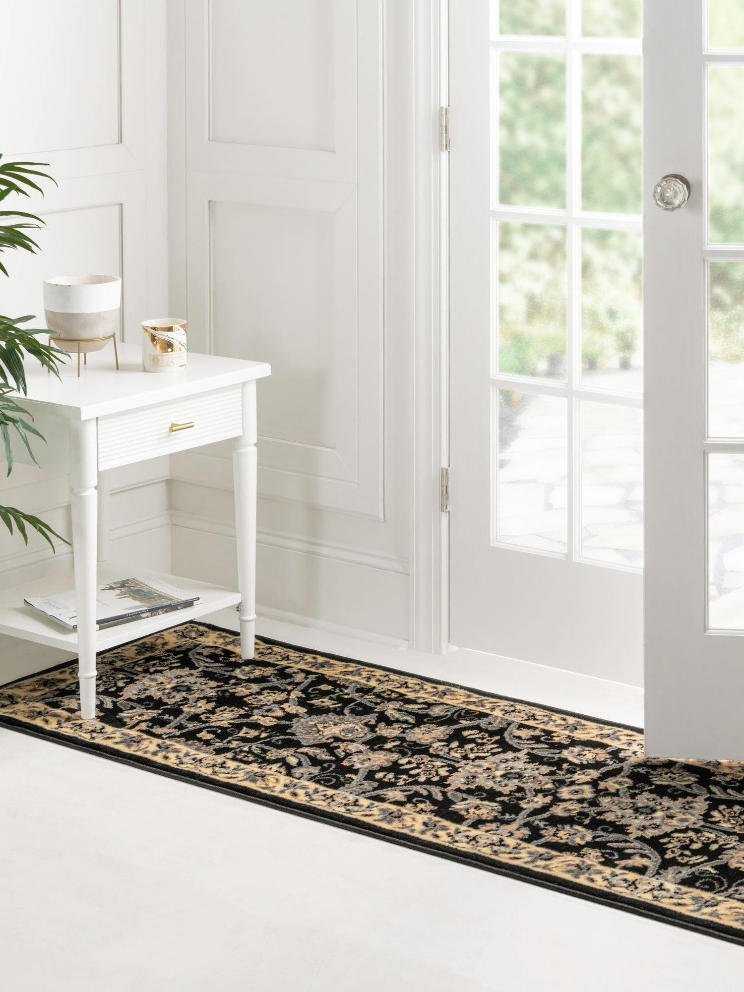 Black 2' 7 x 12' Sialk Hill Runner Area Rug 100% Polypropylene Durable Easy Clean Classic Traditional Design Carpet for Interior Design for Sale at Rug Engine