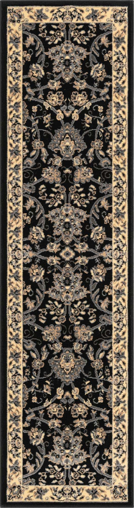 Black 2' x 8' 2 Sialk Hill Runner Area Rug 100% Polypropylene Durable Easy Clean Classic Traditional Design Carpet for Interior Design for Sale at Rug Engine