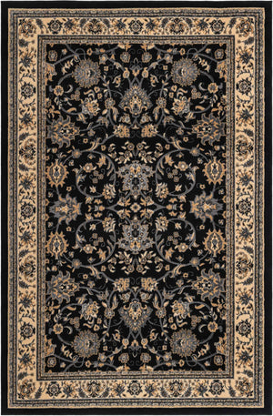 Black 6' 1 x 9' Sialk Hill Rectangle Area Rug 100% Polypropylene Durable Easy Clean Classic Traditional Design Carpet for Interior Design for Sale at Rug Engine