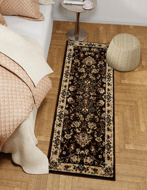 Brown 2' 7 x 10' Sialk Hill Runner Area Rug 100% Polypropylene Durable Easy Clean Classic Traditional Design Carpet for Interior Design for Sale at Rug Engine
