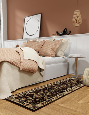 Brown 2' 7 x 10' Sialk Hill Runner Area Rug 100% Polypropylene Durable Easy Clean Classic Traditional Design Carpet for Interior Design for Sale at Rug Engine
