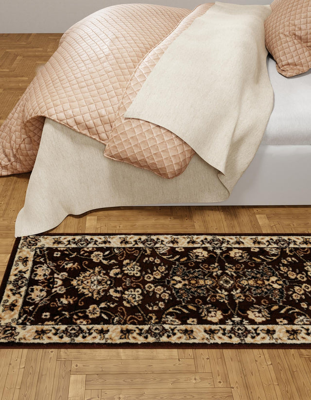 Brown 2' 7 x 10' Sialk Hill Runner Area Rug 100% Polypropylene Durable Easy Clean Classic Traditional Design Carpet for Interior Design for Sale at Rug Engine