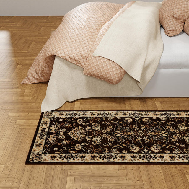 Brown 2' x 5' 3 Sialk Hill Runner Area Rug 100% Polypropylene Durable Easy Clean Classic Traditional Design Carpet for Interior Design for Sale at Rug Engine