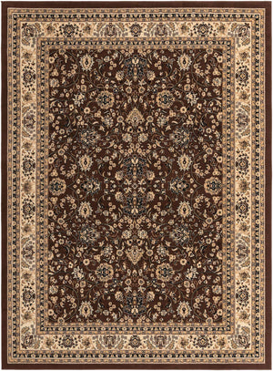 Brown 9' x 12' Sialk Hill Rectangle Area Rug 100% Polypropylene Durable Easy Clean Classic Traditional Design Carpet for Interior Design for Sale at Rug Engine