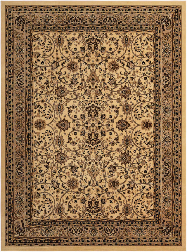 Ivory 9' x 12' Sialk Hill Rectangle Area Rug 100% Polypropylene Durable Easy Clean Classic Traditional Design Carpet for Interior Design for Sale at Rug Engine