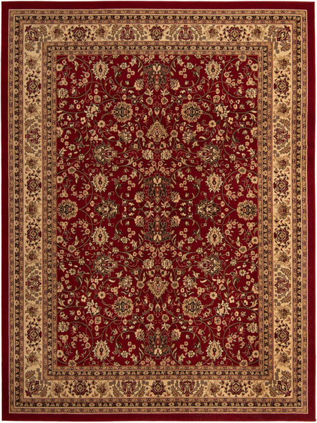 Burgundy 9' x 12' Sialk Hill Rectangle Area Rug 100% Polypropylene Durable Easy Clean Classic Traditional Design Carpet for Interior Design for Sale at Rug Engine