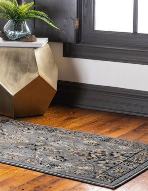 Gray 3' 1 x 16' 5 Sialk Hill Runner Area Rug 100% Polypropylene Durable Easy Clean Classic Traditional Design Carpet for Interior Design for Sale at Rug Engine
