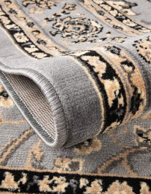Gray 2' 7 x 10' Sialk Hill Runner Area Rug 100% Polypropylene Durable Easy Clean Classic Traditional Design Carpet for Interior Design for Sale at Rug Engine