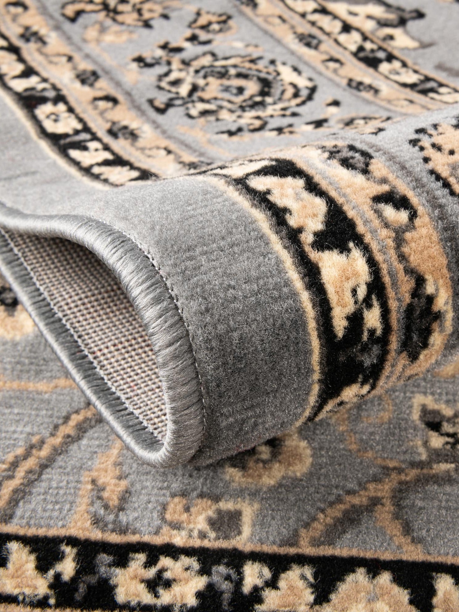 Gray 3' 1 x 16' 5 Sialk Hill Runner Area Rug 100% Polypropylene Durable Easy Clean Classic Traditional Design Carpet for Interior Design for Sale at Rug Engine
