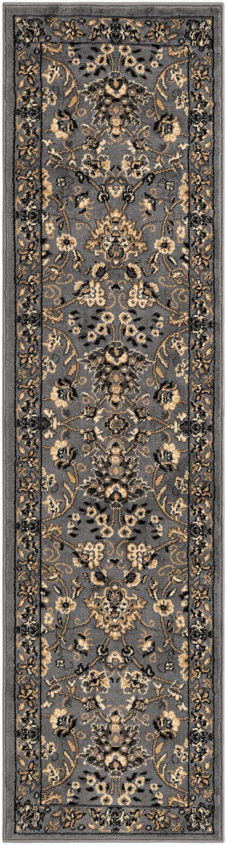 Gray 2' x 8' 2 Sialk Hill Runner Area Rug 100% Polypropylene Durable Easy Clean Classic Traditional Design Carpet for Interior Design for Sale at Rug Engine