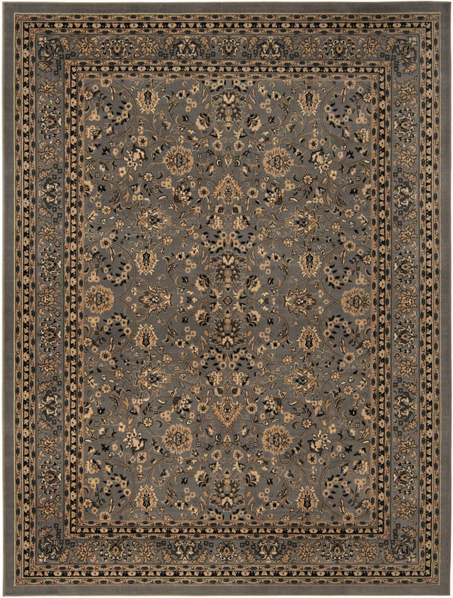 Gray 9' x 12' Sialk Hill Rectangle Area Rug 100% Polypropylene Durable Easy Clean Classic Traditional Design Carpet for Interior Design for Sale at Rug Engine