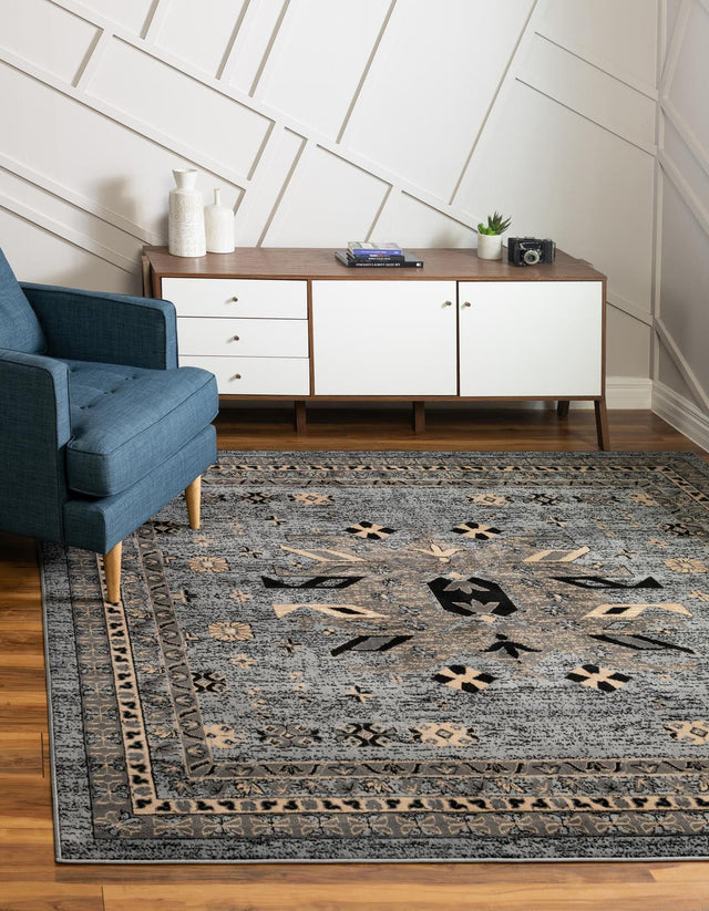 Gray 7' 10 x 7' 10 Taftan Square Area Rug