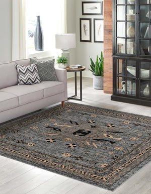 Gray 7' 10 x 7' 10 Taftan Square Area Rug