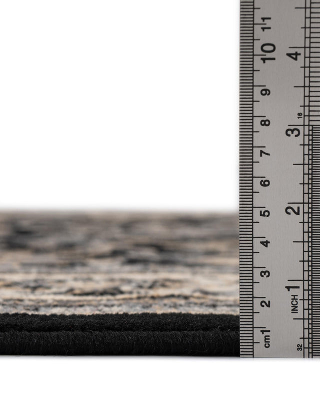 Black 7' 10 x 7' 10 Sialk Hill Square Area Rug 100% Polypropylene Durable Easy Clean Classic Traditional Design Carpet for Interior Design for Sale at Rug Engine