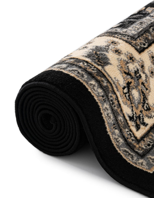 Black 5' 3 x 5' 3 Sialk Hill Square Area Rug 100% Polypropylene Durable Easy Clean Classic Traditional Design Carpet for Interior Design for Sale at Rug Engine