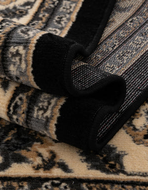 Black 5' 3 x 5' 3 Sialk Hill Square Area Rug 100% Polypropylene Durable Easy Clean Classic Traditional Design Carpet for Interior Design for Sale at Rug Engine