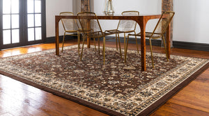 Brown 5' 3 x 5' 3 Sialk Hill Square Area Rug 100% Polypropylene Durable Easy Clean Classic Traditional Design Carpet for Interior Design for Sale at Rug Engine