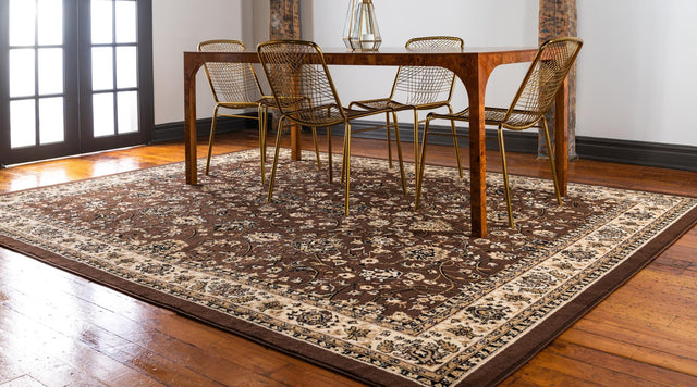 Brown 7' 10 x 7' 10 Sialk Hill Square Area Rug 100% Polypropylene Durable Easy Clean Classic Traditional Design Carpet for Interior Design for Sale at Rug Engine