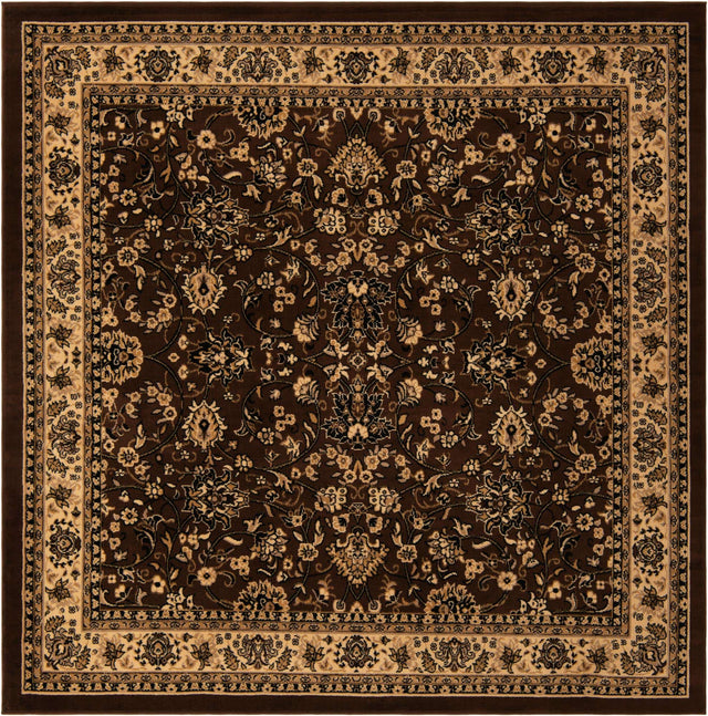 Brown 7' 10 x 7' 10 Sialk Hill Square Area Rug 100% Polypropylene Durable Easy Clean Classic Traditional Design Carpet for Interior Design for Sale at Rug Engine