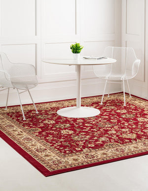 Burgundy 6' 1 x 6' 1 Sialk Hill Square Area Rug 100% Polypropylene Durable Easy Clean Classic Traditional Design Carpet for Interior Design for Sale at Rug Engine