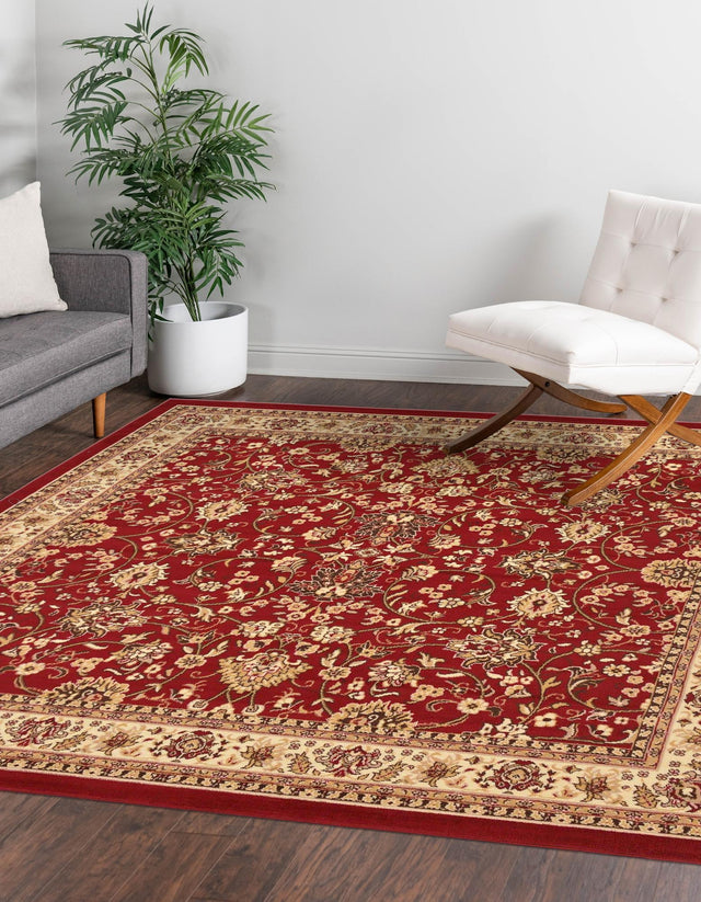 Burgundy 6' 1 x 6' 1 Sialk Hill Square Area Rug 100% Polypropylene Durable Easy Clean Classic Traditional Design Carpet for Interior Design for Sale at Rug Engine