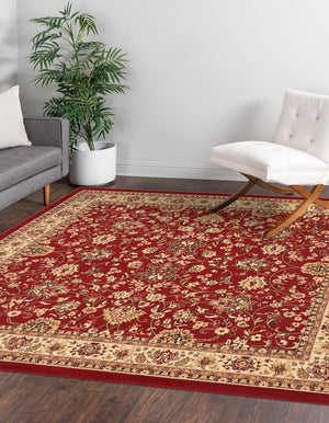 Burgundy 4' 1 x 4' 1 Sialk Hill Square Area Rug 100% Polypropylene Durable Easy Clean Classic Traditional Design Carpet for Interior Design for Sale at Rug Engine