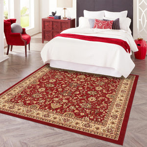 Burgundy 6' 1 x 6' 1 Sialk Hill Square Area Rug 100% Polypropylene Durable Easy Clean Classic Traditional Design Carpet for Interior Design for Sale at Rug Engine