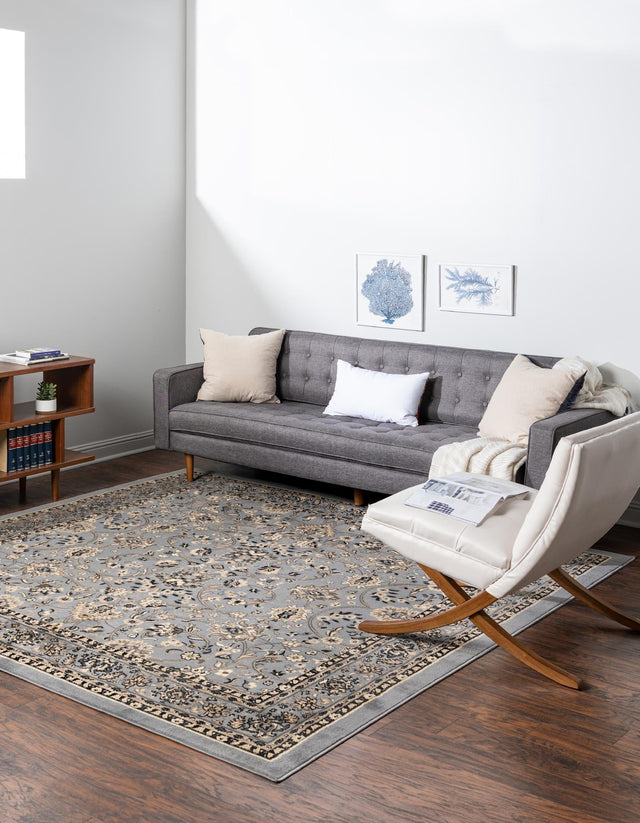 Gray 7' 10 x 7' 10 Sialk Hill Square Area Rug 100% Polypropylene Durable Easy Clean Classic Traditional Design Carpet for Interior Design for Sale at Rug Engine