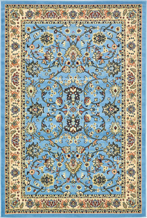 Light Blue 6' 1 x 9' Sialk Hill Rectangle Area Rug 100% Polypropylene Durable Easy Clean Classic Traditional Design Carpet for Interior Design for Sale at Rug Engine
