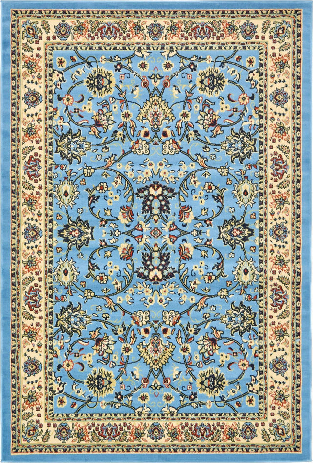 Light Blue 6' 1 x 9' Sialk Hill Rectangle Area Rug 100% Polypropylene Durable Easy Clean Classic Traditional Design Carpet for Interior Design for Sale at Rug Engine