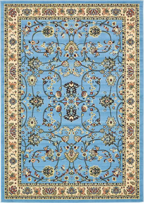 Light Blue 7' 1 x 10' Sialk Hill Rectangle Area Rug 100% Polypropylene Durable Easy Clean Classic Traditional Design Carpet for Interior Design for Sale at Rug Engine