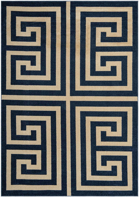 Navy Blue 7' 1 x 10' Athens Rectangle Area Rug 100% Polypropylene With Cotton Backing Easy Clean Indoor Living Dining Room Bedroom Office Carpet for Sale at Rug Engine