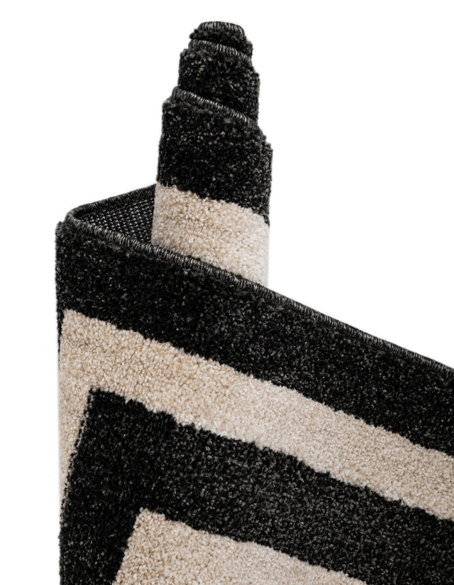 Black 5' 3 x 8' Athens Rectangle Area Rug 100% Polypropylene With Cotton Backing Easy Clean Indoor Living Dining Room Bedroom Office Carpet for Sale at Rug Engine