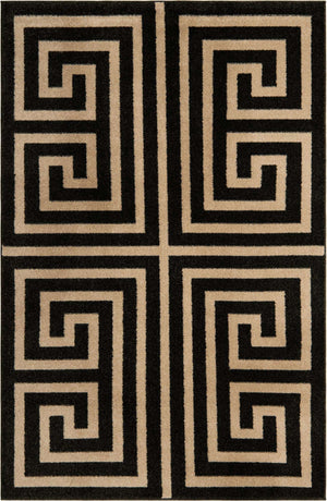 Black 5' 3 x 8' Athens Rectangle Area Rug 100% Polypropylene With Cotton Backing Easy Clean Indoor Living Dining Room Bedroom Office Carpet for Sale at Rug Engine