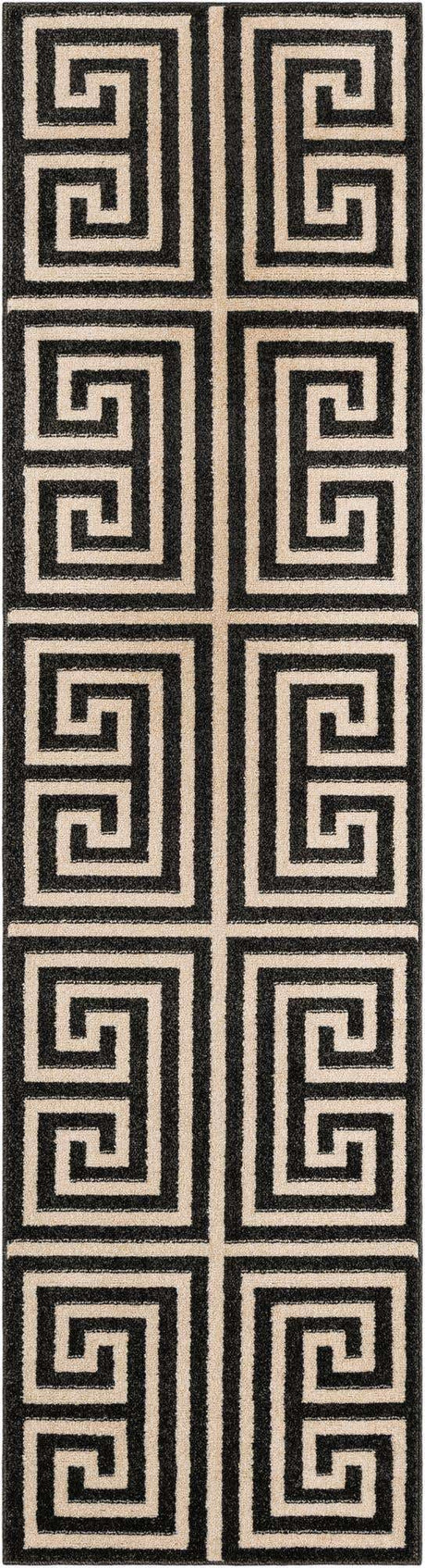 Black 2' 7 x 10' Athens Runner Area Rug 100% Polypropylene With Cotton Backing Easy Clean Indoor Living Dining Room Bedroom Office Carpet for Sale at Rug Engine
