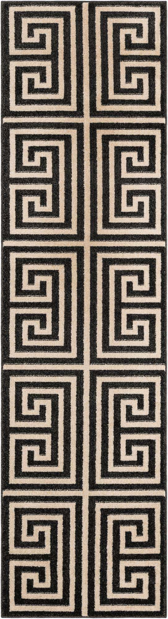 Black 2' 7 x 10' Athens Runner Area Rug 100% Polypropylene With Cotton Backing Easy Clean Indoor Living Dining Room Bedroom Office Carpet for Sale at Rug Engine