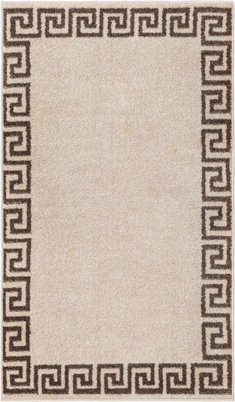 Beige and Brown 3' 1 x 5' 3 Athens Rectangle Area Rug 100% Polypropylene With Cotton Backing Easy Clean Indoor Living Dining Room Bedroom Office Carpet for Sale at Rug Engine