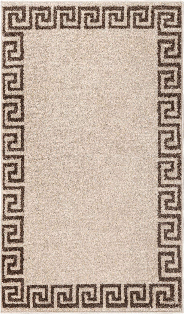 Beige and Brown 3' 1 x 5' 3 Athens Rectangle Area Rug 100% Polypropylene With Cotton Backing Easy Clean Indoor Living Dining Room Bedroom Office Carpet for Sale at Rug Engine
