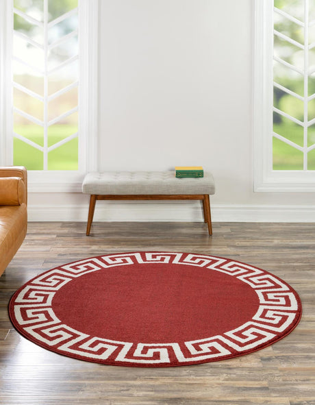 Terracotta 7' 10 x 7' 10 Athens Round Area Rug 100% Polypropylene With Cotton Backing Easy Clean Indoor Living Dining Room Bedroom Office Carpet for Sale at Rug Engine