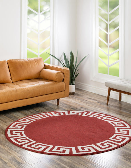Terracotta 6' 1 x 6' 1 Athens Round Area Rug 100% Polypropylene With Cotton Backing Easy Clean Indoor Living Dining Room Bedroom Office Carpet for Sale at Rug Engine