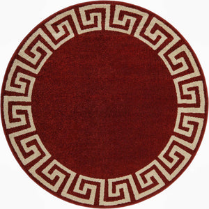 Terracotta 6' 1 x 6' 1 Athens Round Area Rug 100% Polypropylene With Cotton Backing Easy Clean Indoor Living Dining Room Bedroom Office Carpet for Sale at Rug Engine