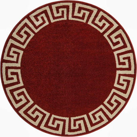 Terracotta 6' 1 x 6' 1 Athens Round Area Rug 100% Polypropylene With Cotton Backing Easy Clean Indoor Living Dining Room Bedroom Office Carpet for Sale at Rug Engine