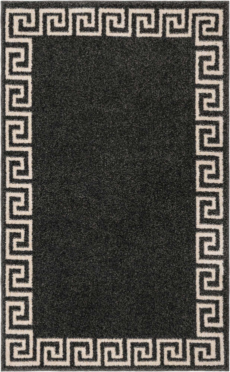 Charcoal 3' 1 x 5' 3 Athens Rectangle Area Rug 100% Polypropylene With Cotton Backing Easy Clean Indoor Living Dining Room Bedroom Office Carpet for Sale at Rug Engine