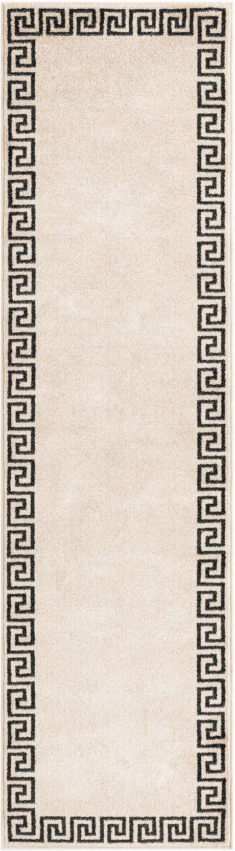 Beige and Gray 2' 7 x 10' Athens Runner Area Rug 100% Polypropylene With Cotton Backing Easy Clean Indoor Living Dining Room Bedroom Office Carpet for Sale at Rug Engine