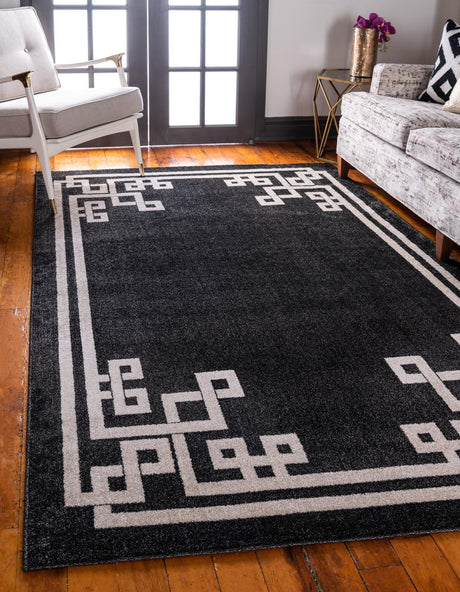 Black 2' x 3' 1 Athens Rectangle Area Rug 100% Polypropylene With Cotton Backing Easy Clean Indoor Living Dining Room Bedroom Office Carpet for Sale at Rug Engine